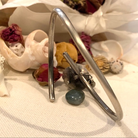 Hand Forged Sterling Floral Bangle Type Bracelet - Picture 7 of 7